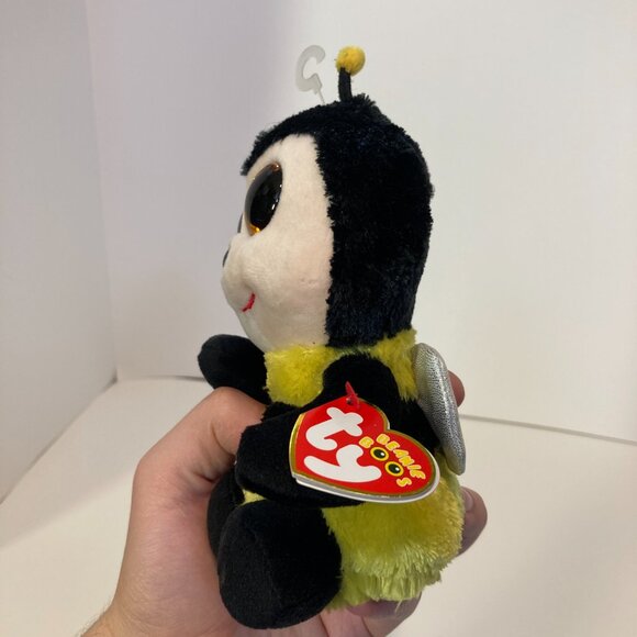 Ty Beanie Boos Buzby Bumble Bee 6" Stuffed Plush Toy 2017 Orange Eyes With Tag - Picture 5 of 11